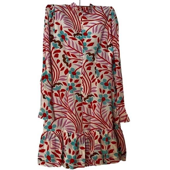 NWT RHODE Red Printed Puff 3/4 Sleeve Mini A-line Dress Sz S - Picture 3 of 5